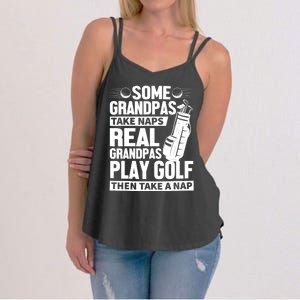 Real Grandpas Play Golf Funny Golf Grandpa Gifts Golfers Women's Strappy Tank