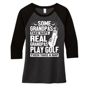 Real Grandpas Play Golf Funny Golf Grandpa Gifts Golfers Women's Tri-Blend 3/4-Sleeve Raglan Shirt