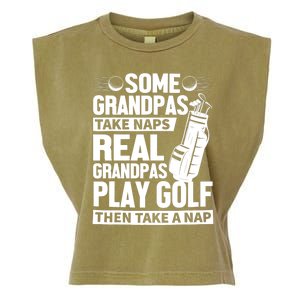 Real Grandpas Play Golf Funny Golf Grandpa Gifts Golfers Garment-Dyed Women's Muscle Tee