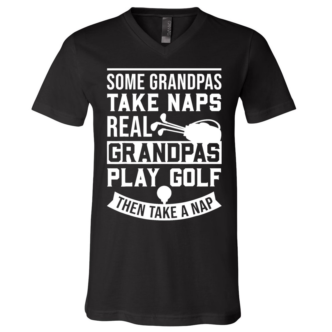 Real Grandpas Play Golf - Best Grandpa Golfer Dad Funny Gift V-Neck T-Shirt