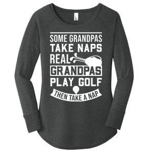 Real Grandpas Play Golf - Best Grandpa Golfer Dad Funny Gift Women's Perfect Tri Tunic Long Sleeve Shirt