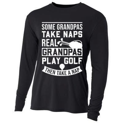 Real Grandpas Play Golf - Best Grandpa Golfer Dad Funny Gift Cooling Performance Long Sleeve Crew