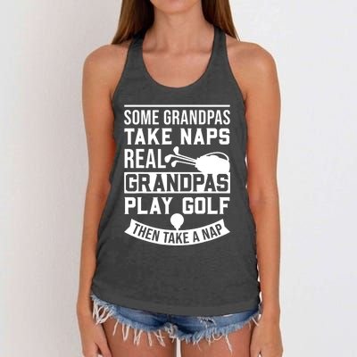 Real Grandpas Play Golf - Best Grandpa Golfer Dad Funny Gift Women's Knotted Racerback Tank