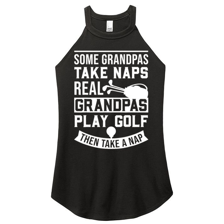 Real Grandpas Play Golf - Best Grandpa Golfer Dad Funny Gift Women's Perfect Tri Rocker Tank
