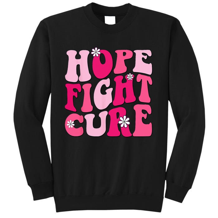 Retro Groovy Pink Hope Fight Cure Breast Cancer Awareness Tall Sweatshirt