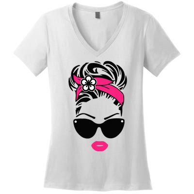 Rockabilly Girl Pin Up Style Retro 50s Sock Hop Party Pinup Women's V-Neck T-Shirt