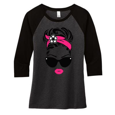 Rockabilly Girl Pin Up Style Retro 50s Sock Hop Party Pinup Women's Tri-Blend 3/4-Sleeve Raglan Shirt