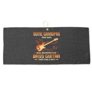 Real Grandpas Play Bass Guitar And Take A Naps Large Microfiber Waffle Golf Towel