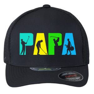 Retro Golfing Papa Golfer Golf Gifts For Fathers Day Flexfit Unipanel Trucker Cap