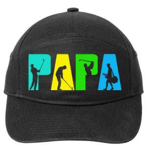 Retro Golfing Papa Golfer Golf Gifts For Fathers Day 7-Panel Snapback Hat