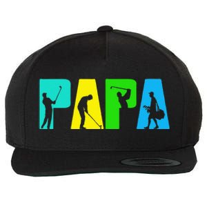 Retro Golfing Papa Golfer Golf Gifts For Fathers Day Wool Snapback Cap