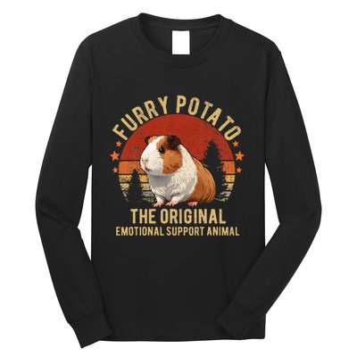 Retro Guinea Pig Furry Potato Vintage Guinea Pig Funny Long Sleeve Shirt