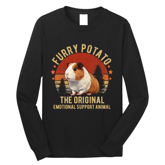 Retro Guinea Pig Furry Potato Vintage Guinea Pig Funny Long Sleeve Shirt