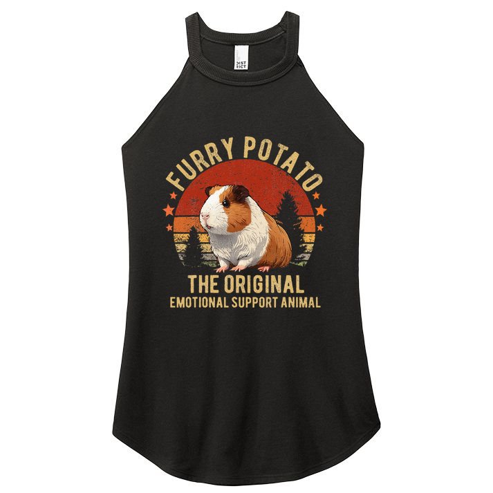 Retro Guinea Pig Furry Potato Vintage Guinea Pig Funny Women's Perfect Tri Rocker Tank