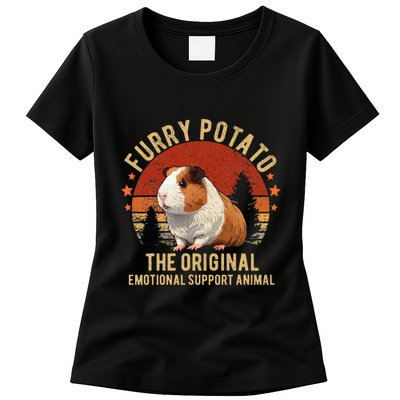 Retro Guinea Pig Furry Potato Vintage Guinea Pig Funny Womens T-Shirt