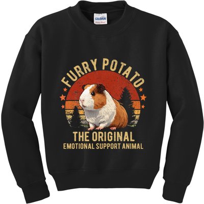 Retro Guinea Pig Furry Potato Vintage Guinea Pig Funny Kids Sweatshirt