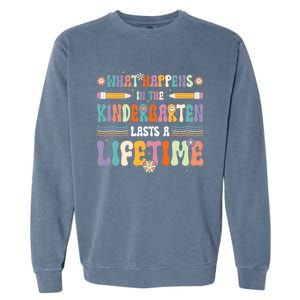 Retro Groovy Preschool Kindergarten Teacher Funny Gift Garment-Dyed Sweatshirt