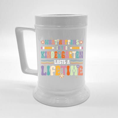 Retro Groovy Preschool Kindergarten Teacher Funny Gift Beer Stein