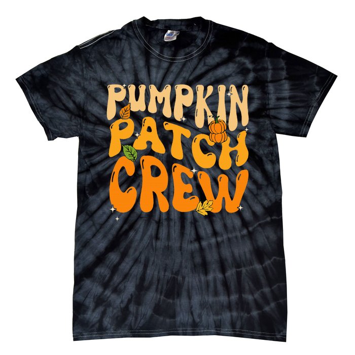 Retro Groovy Pumpkin Patch Crew Thanksgiving Fall Autumn Tie-Dye T-Shirt