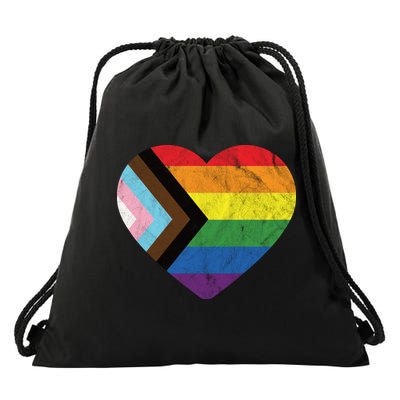 Retro Gay Pride LGBT Heart Drawstring Bag