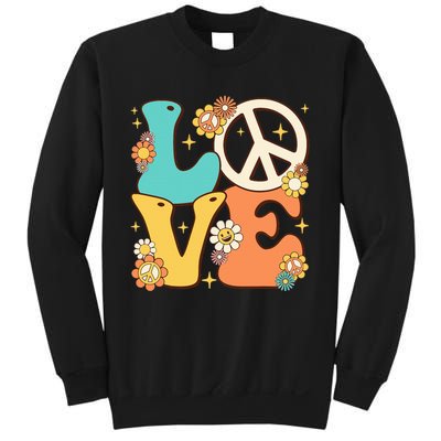 Retro Groovy Peace Sign Love 60s 70s Costume Hippie Theme Sweatshirt