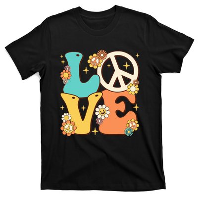 Retro Groovy Peace Sign Love 60s 70s Costume Hippie Theme T-Shirt