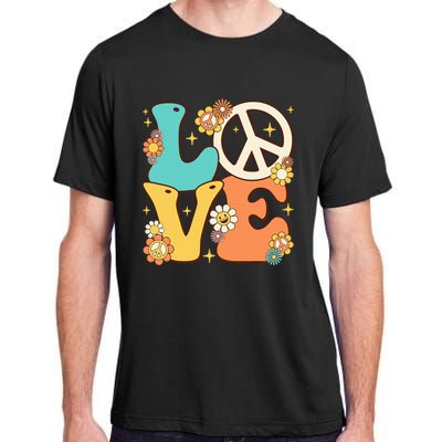 Retro Groovy Peace Sign Love 60s 70s Costume Hippie Theme Adult ChromaSoft Performance T-Shirt