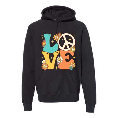 Retro Groovy Peace Sign Love 60s 70s Costume Hippie Theme Premium Hoodie