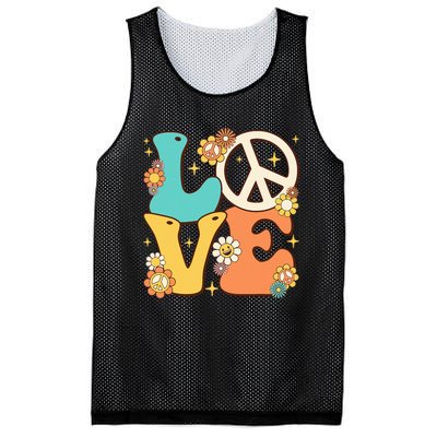 Retro Groovy Peace Sign Love 60s 70s Costume Hippie Theme Mesh Reversible Basketball Jersey Tank