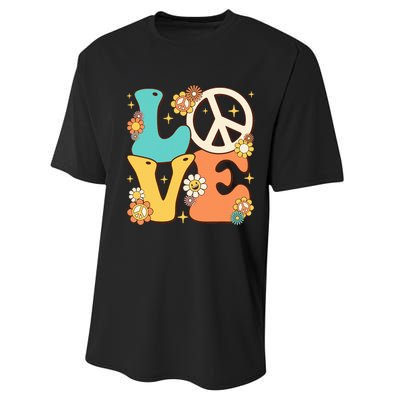 Retro Groovy Peace Sign Love 60s 70s Costume Hippie Theme Performance Sprint T-Shirt