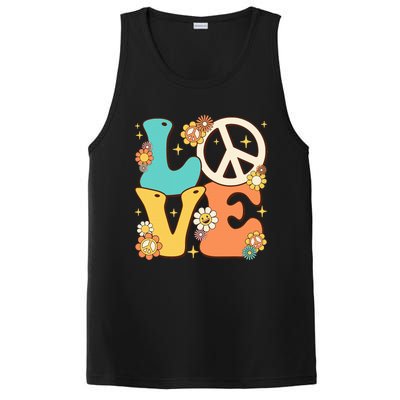 Retro Groovy Peace Sign Love 60s 70s Costume Hippie Theme PosiCharge Competitor Tank