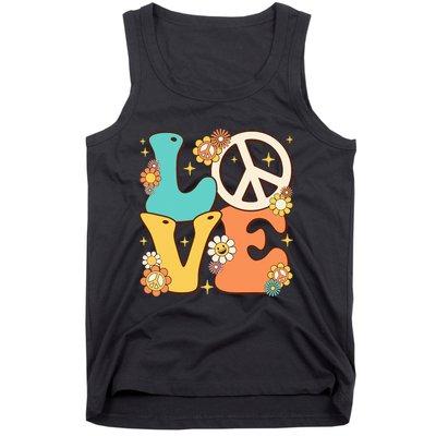 Retro Groovy Peace Sign Love 60s 70s Costume Hippie Theme Tank Top