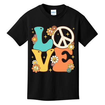 Retro Groovy Peace Sign Love 60s 70s Costume Hippie Theme Kids T-Shirt