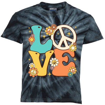 Retro Groovy Peace Sign Love 60s 70s Costume Hippie Theme Kids Tie-Dye T-Shirt