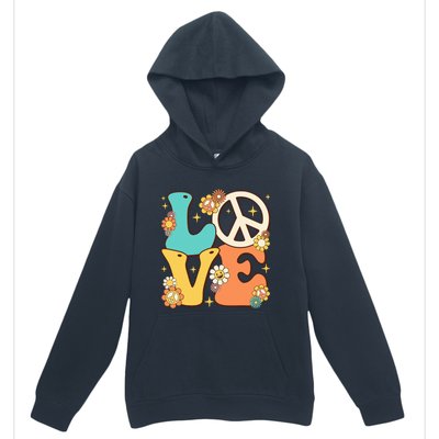 Retro Groovy Peace Sign Love 60s 70s Costume Hippie Theme Urban Pullover Hoodie