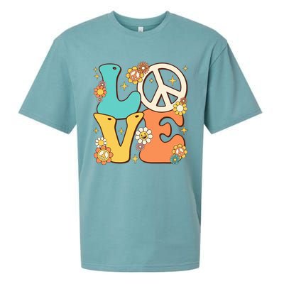 Retro Groovy Peace Sign Love 60s 70s Costume Hippie Theme Sueded Cloud Jersey T-Shirt