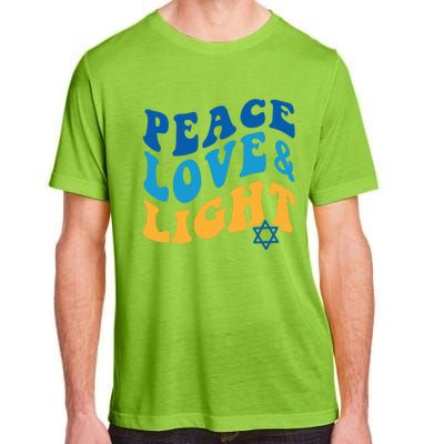 Retro Groovy Peace Love and Light Hanukkah Jewish Chanukah Adult ChromaSoft Performance T-Shirt