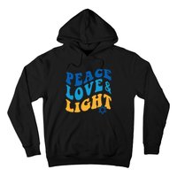 Retro Groovy Peace Love and Light Hanukkah Jewish Chanukah Hoodie