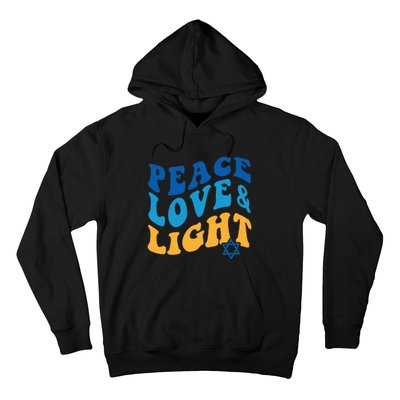 Retro Groovy Peace Love and Light Hanukkah Jewish Chanukah Hoodie