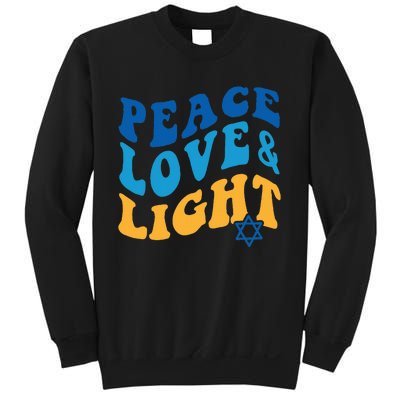 Retro Groovy Peace Love and Light Hanukkah Jewish Chanukah Sweatshirt