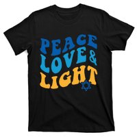 Retro Groovy Peace Love and Light Hanukkah Jewish Chanukah T-Shirt