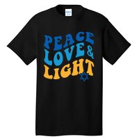 Retro Groovy Peace Love and Light Hanukkah Jewish Chanukah Tall T-Shirt