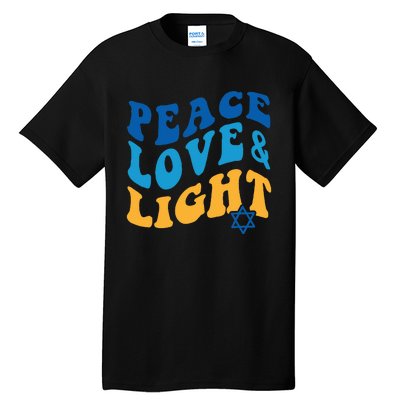 Retro Groovy Peace Love and Light Hanukkah Jewish Chanukah Tall T-Shirt