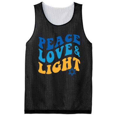 Retro Groovy Peace Love and Light Hanukkah Jewish Chanukah Mesh Reversible Basketball Jersey Tank