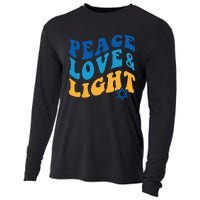 Retro Groovy Peace Love and Light Hanukkah Jewish Chanukah Cooling Performance Long Sleeve Crew