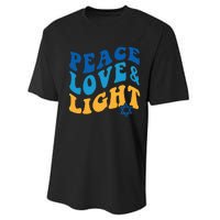 Retro Groovy Peace Love and Light Hanukkah Jewish Chanukah Performance Sprint T-Shirt