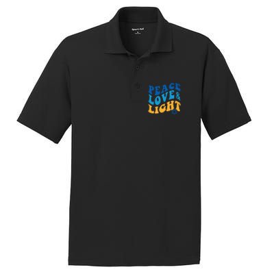 Retro Groovy Peace Love and Light Hanukkah Jewish Chanukah PosiCharge RacerMesh Polo