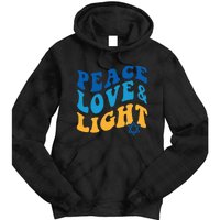 Retro Groovy Peace Love and Light Hanukkah Jewish Chanukah Tie Dye Hoodie