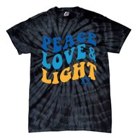 Retro Groovy Peace Love and Light Hanukkah Jewish Chanukah Tie-Dye T-Shirt