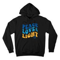 Retro Groovy Peace Love and Light Hanukkah Jewish Chanukah Tall Hoodie